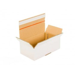 Mailer cardboard box with adhesive strip and ribbon, white 250x150x80mm 3W B 365g / m2 20 pcs.