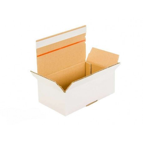 Caja de cartón para envío con cinta adhesiva y cinta, blanca 250x150x80mm 3W B 365g / m2 20 uds.
